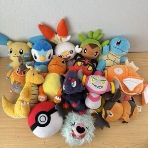 Pokemon Plush Toy Mixed Huge Lot of 15 Tomy Magicarp Scorbunny Dragonite Minun